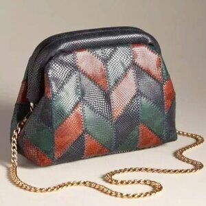 Anthropologie Patchwork Clutch In Navy Multi NWT